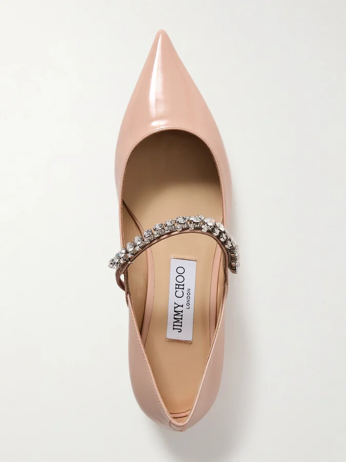 Jimmy Choo - Bing 25 Crystal-embellished Patent-leather Pumps - Neutrals - Image 5