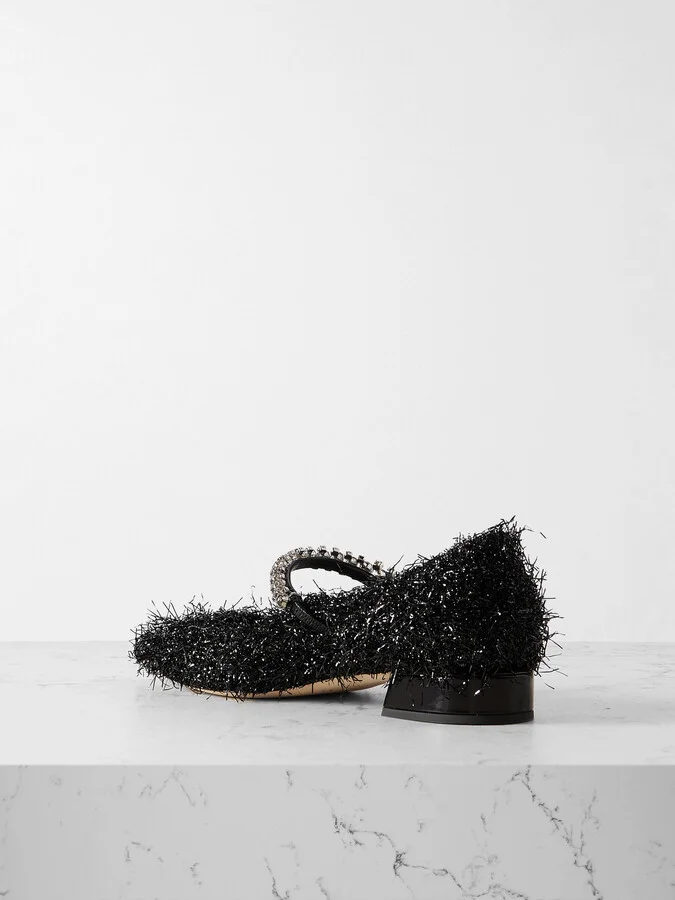 Jimmy Choo - Bing 25 Crystal-embellished Tinsel Pumps - Black - Image 3