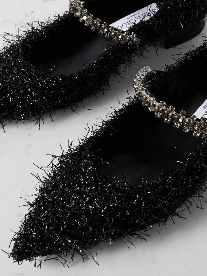 Jimmy Choo - Bing 25 Crystal-embellished Tinsel Pumps - Black - Image 4