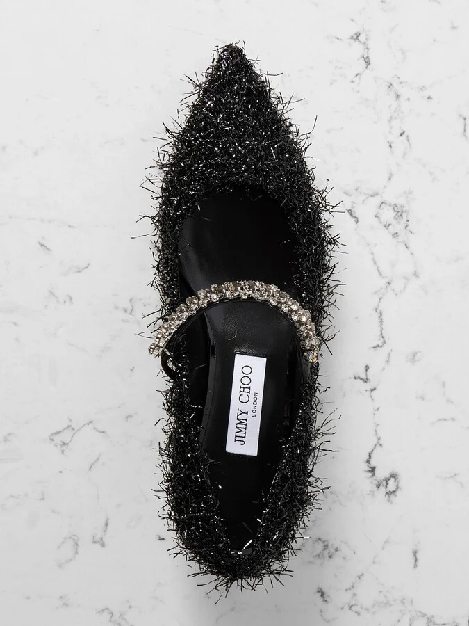 Jimmy Choo - Bing 25 Crystal-embellished Tinsel Pumps - Black - Image 5