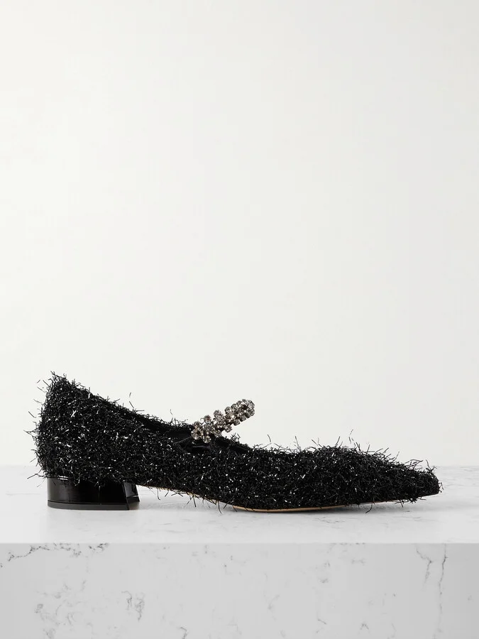 Jimmy Choo - Bing 25 Crystal-embellished Tinsel Pumps - Black