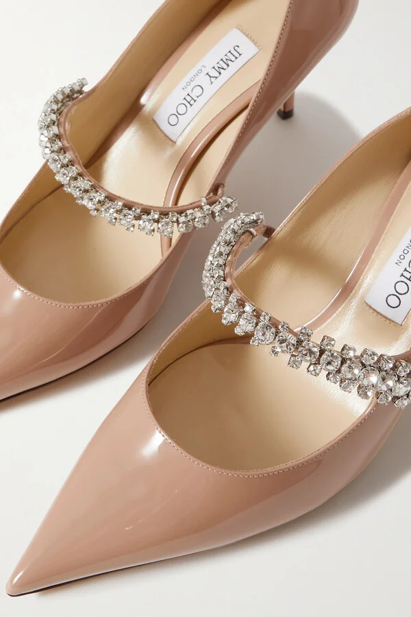 Jimmy Choo - Bing 65 Crystal-embellished Patent-leather Pumps - Pink - Image 4