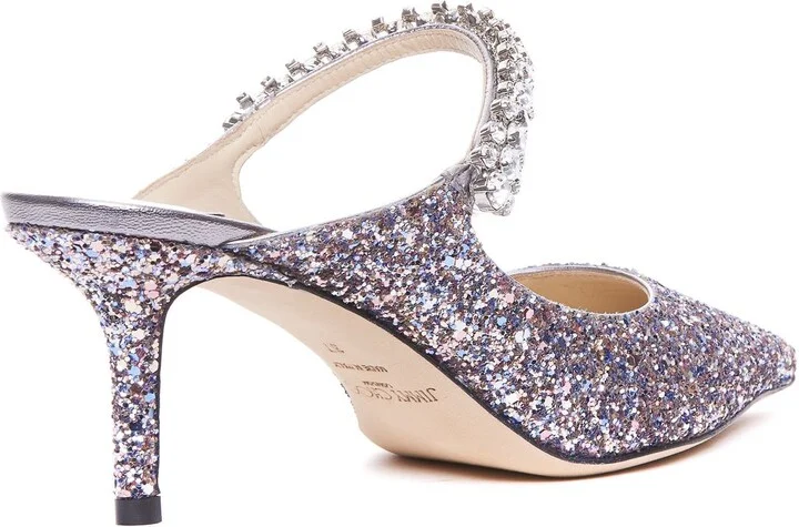 Jimmy Choo Bing 65 Crystal Strap Glitter Heel Mules - Image 5