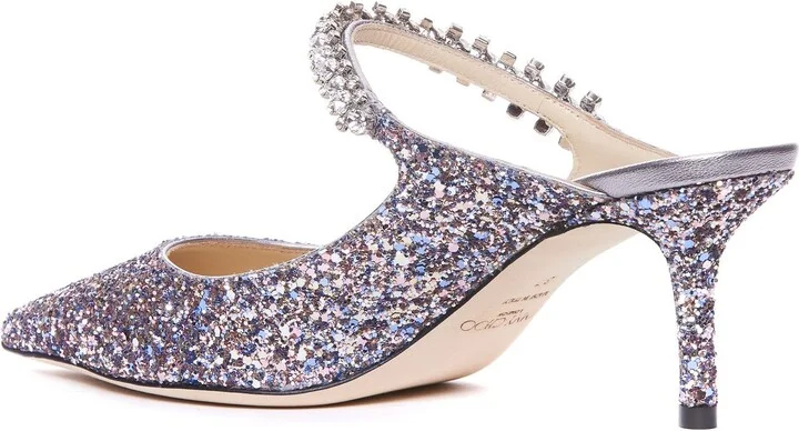 Jimmy Choo Bing 65 Crystal Strap Glitter Heel Mules - Image 7