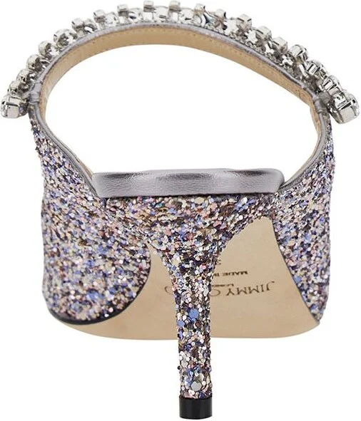 Jimmy Choo Bing 65 Crystal Strap Glitter Heel Mules - Image 9