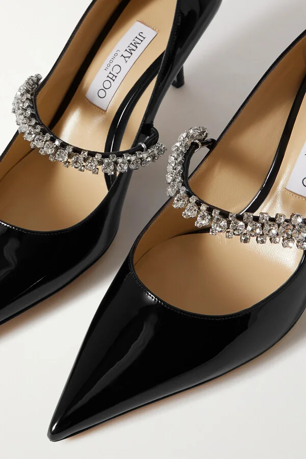 Jimmy Choo - Bing 65mm Crystal-embellished Patent-leather Pumps - Black - Image 4