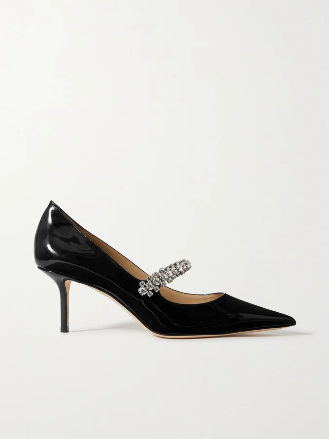Jimmy Choo - Bing 65mm Crystal-embellished Patent-leather Pumps - Black