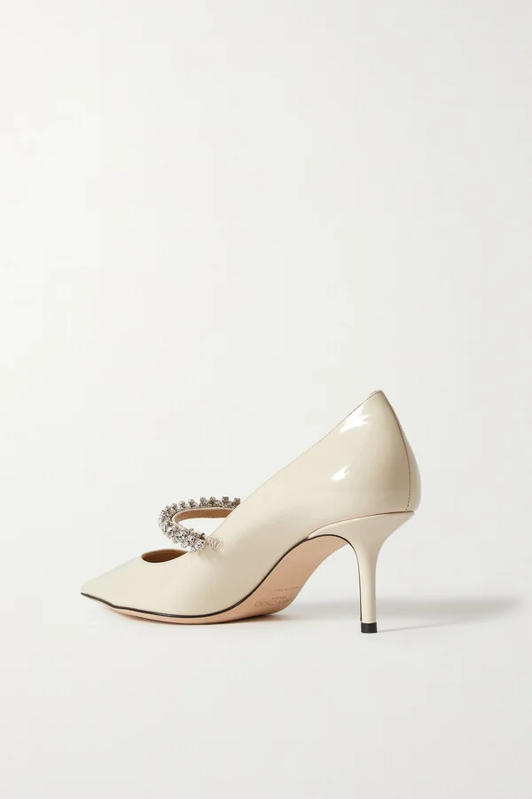 Jimmy Choo - Bing 65mm Crystal-embellished Patent-leather Pumps - White - Image 3