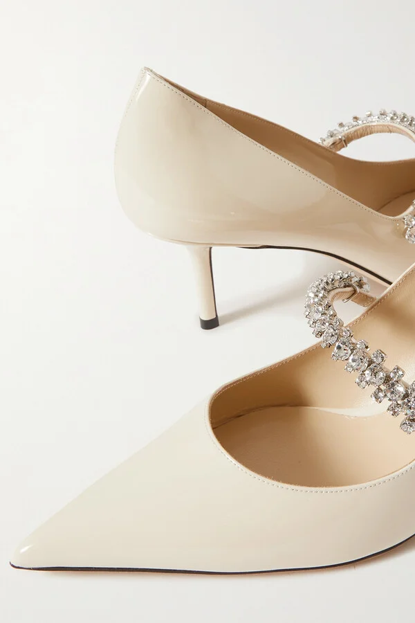 Jimmy Choo - Bing 65mm Crystal-embellished Patent-leather Pumps - White - Image 4