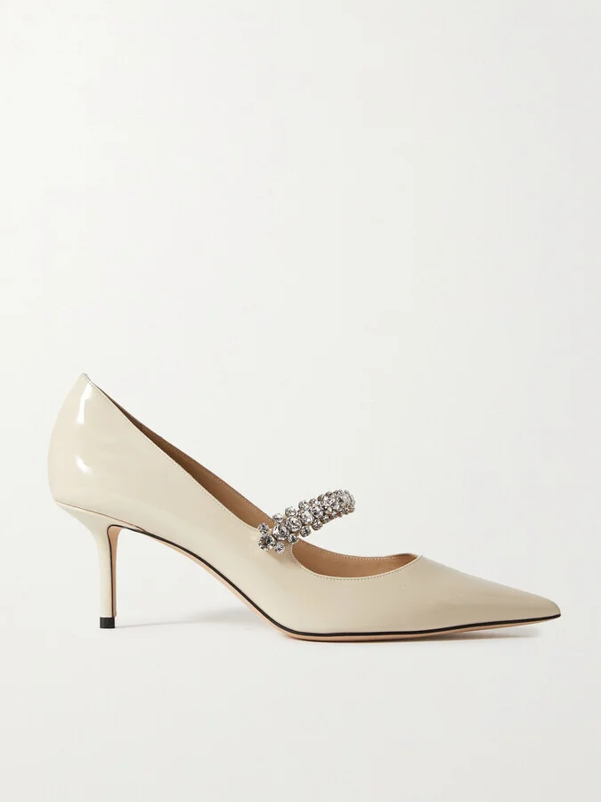 Jimmy Choo - Bing 65mm Crystal-embellished Patent-leather Pumps - White