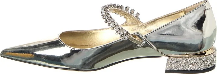 Jimmy Choo Bing Leather & Glitter Flat - Image 2