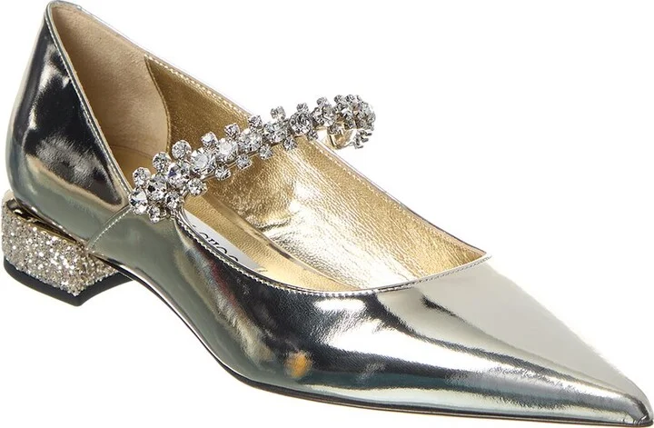 Jimmy Choo Bing Leather & Glitter Flat