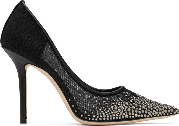 Jimmy Choo Black Crystal Love 100 Heels