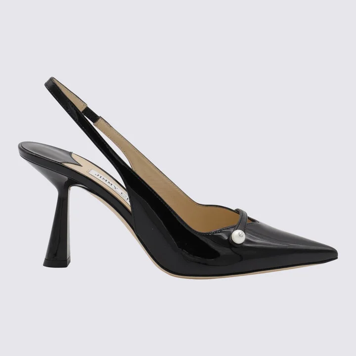 Jimmy Choo Black Leather Amita Pumps