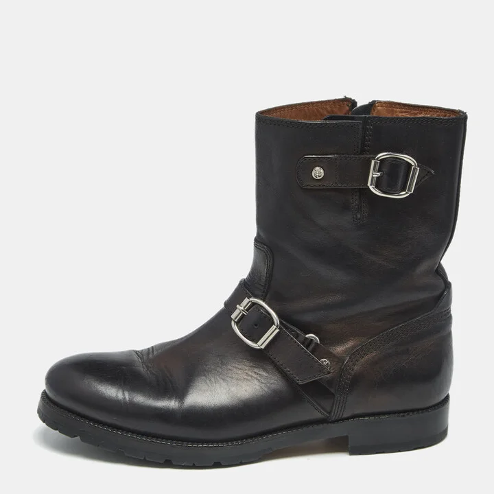 Jimmy Choo Black Leather Ankle Length Boots Size 43