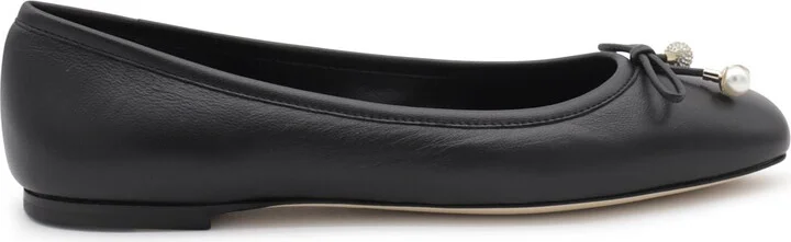 Jimmy Choo Black Leather Flats