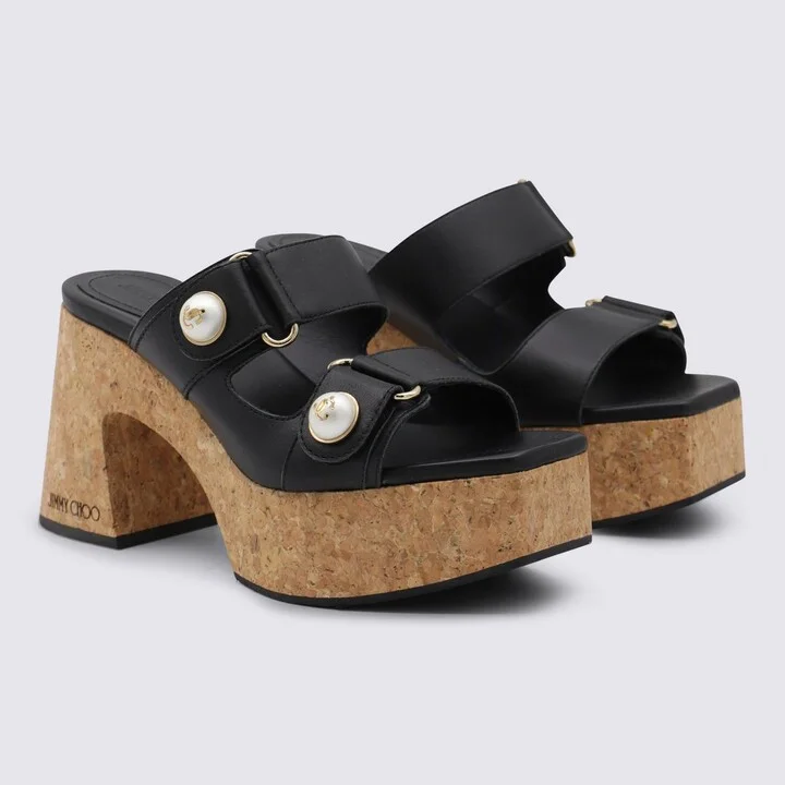 Jimmy Choo Black Leather Sandals - Image 2