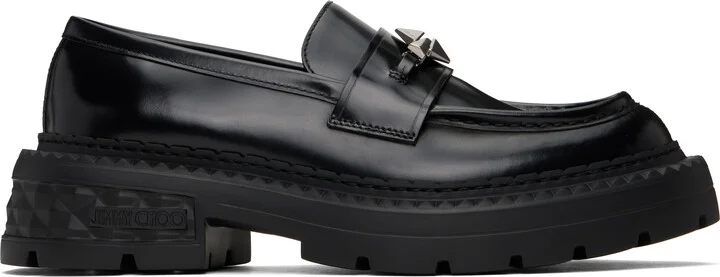Jimmy Choo Black Marlow Diamond Loafers