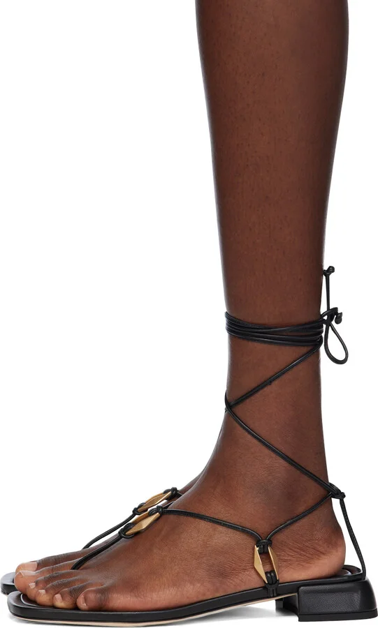 Jimmy Choo Black Onyxia Flat Sandals - Image 3