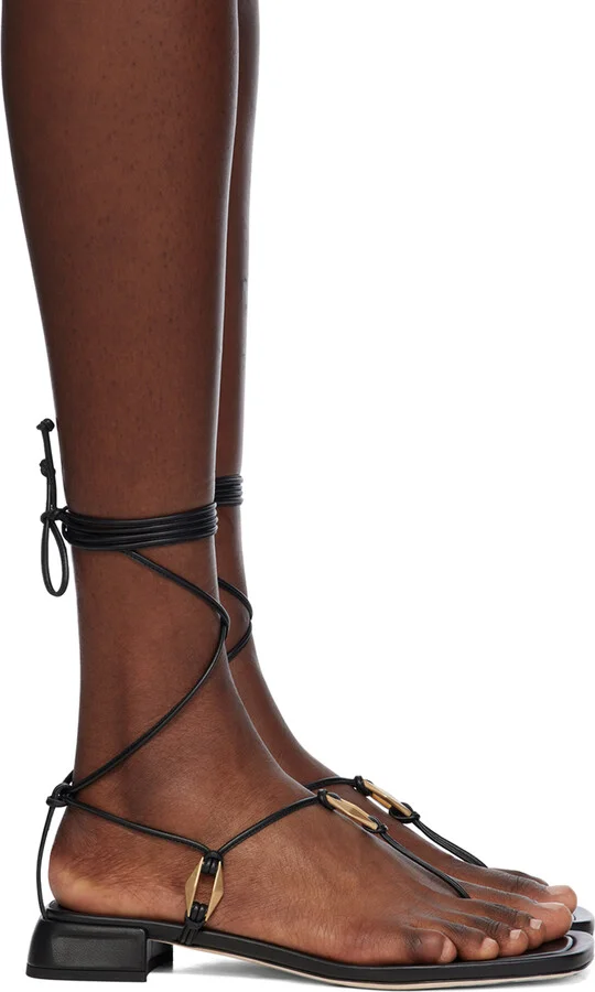 Jimmy Choo Black Onyxia Flat Sandals