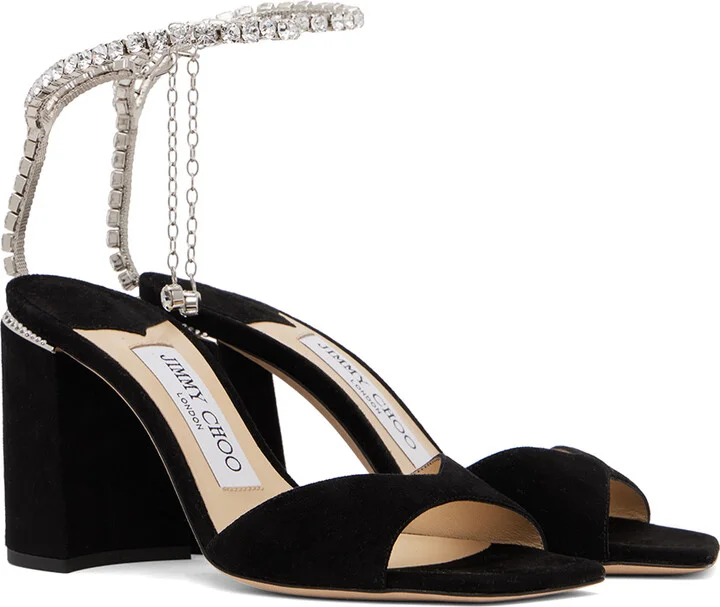 Jimmy Choo Black Saeda Block Heel 85 Heeled Sandals - Image 4