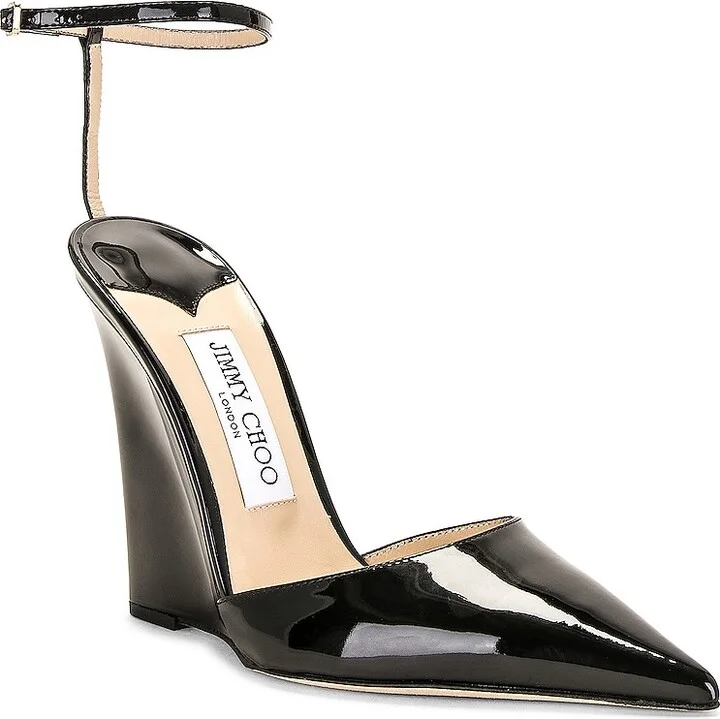 Jimmy Choo Blake 100 Patent Leather Wedge in Black - Image 2