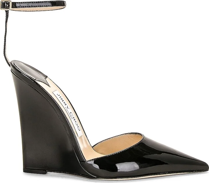 Jimmy Choo Blake 100 Patent Leather Wedge in Black