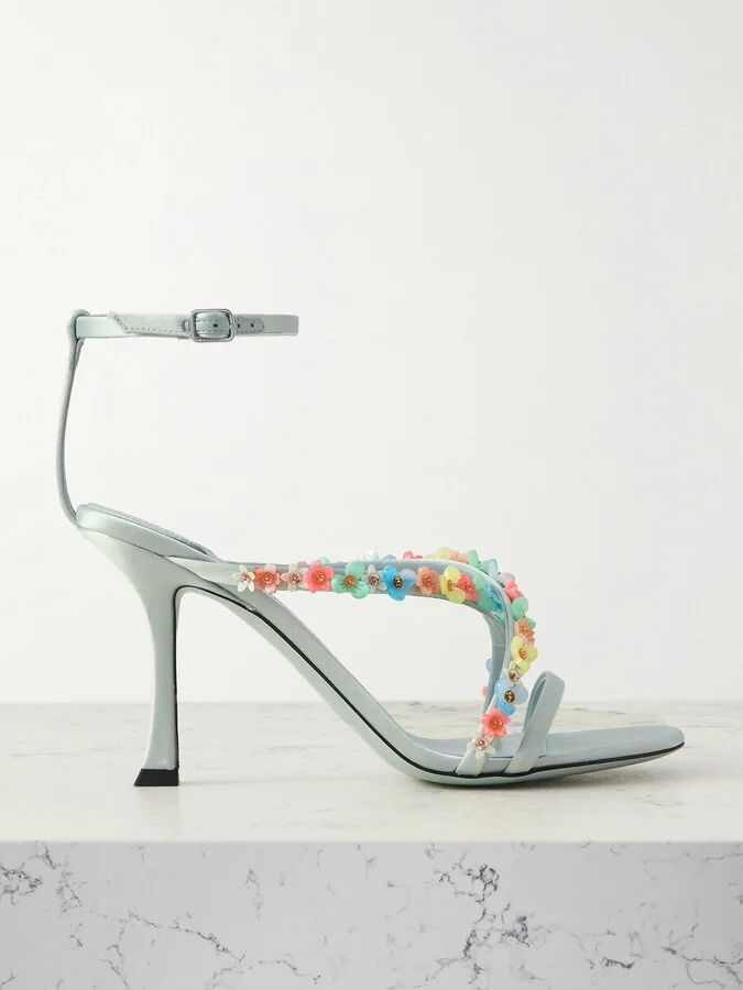 Jimmy Choo - Blanche 90 Embellished Satin Sandals - Green