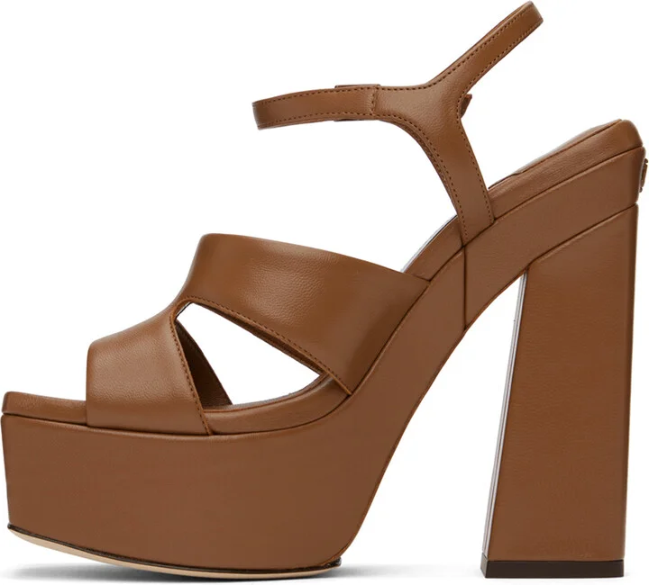 Jimmy Choo Brown Ellison/PF 140 Heeled Sandals - Image 3