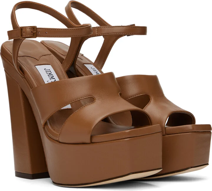 Jimmy Choo Brown Ellison/PF 140 Heeled Sandals - Image 4
