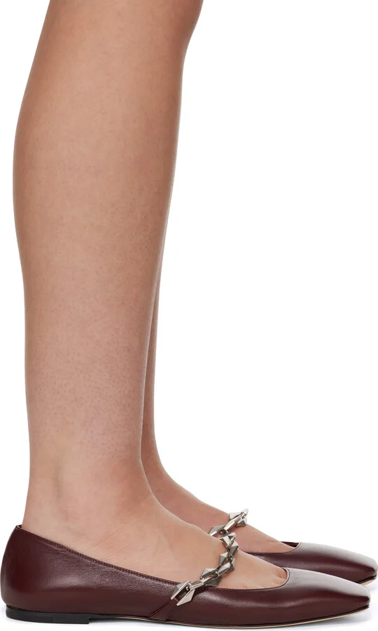 Jimmy Choo Burgundy Diamond Tilda Ballerina Flats