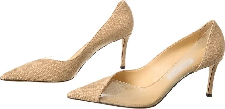 Jimmy Choo Cass 75 Linen & Vinyl Pump (Authentic Pre-Loved) - Image 2