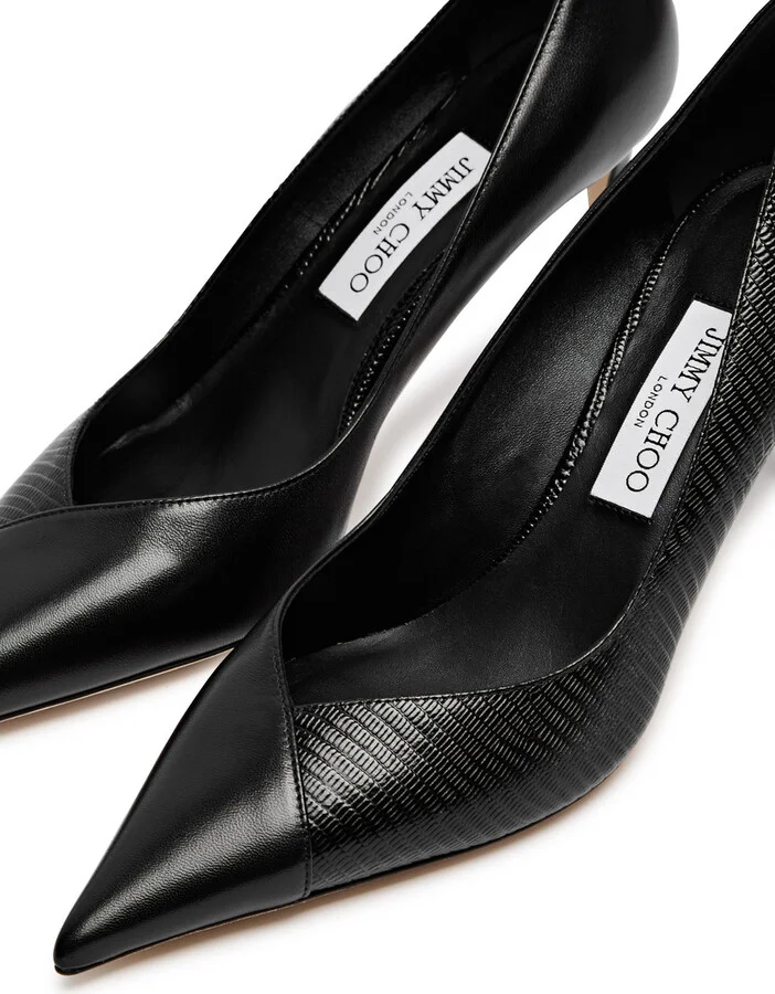 Jimmy Choo Cass 75 Panelled Leather Pumps - Image 3