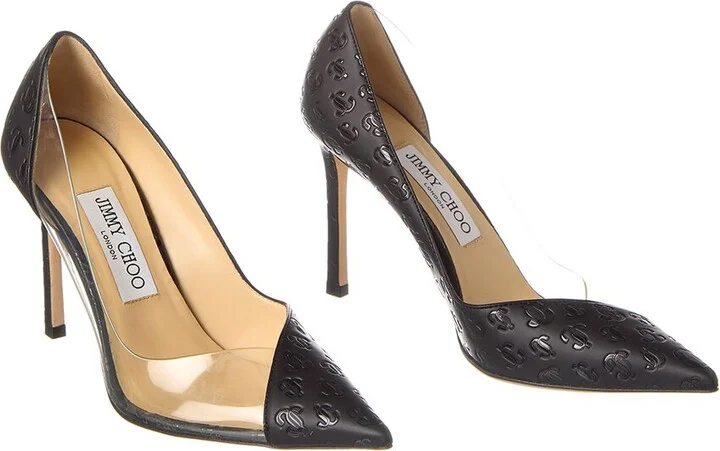 Jimmy Choo Cass 95 Leather & Vinyl Pump (Authentic Pre-Loved)