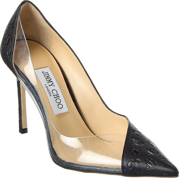 Jimmy Choo Cass 95 Leather & Vinyl Pump