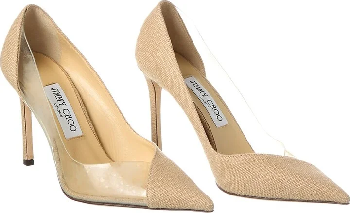 Jimmy Choo Cass 95 Linen & Vinyl Pump (Authentic Pre-Loved)