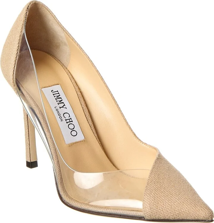 Jimmy Choo Cass 95 Linen & Vinyl Pump