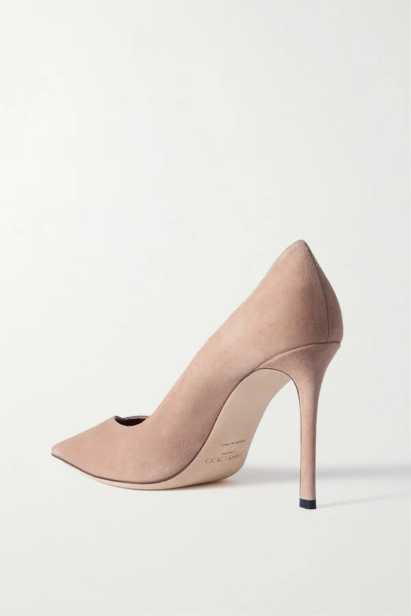 Jimmy Choo - Cass 95 Suede And Patent Leather Pumps - Neutrals - Image 3