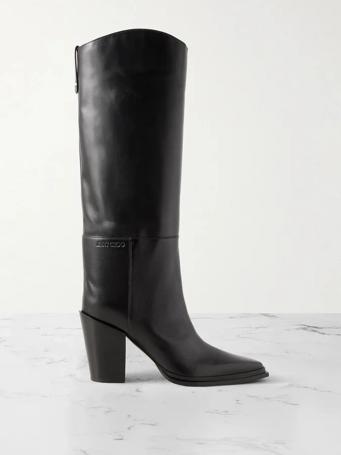Jimmy Choo - Cece 80 Leather Knee Boots - Black