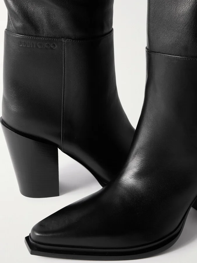 Jimmy Choo - Cece 80 Leather Over-the-knee Boots - Black - Image 4