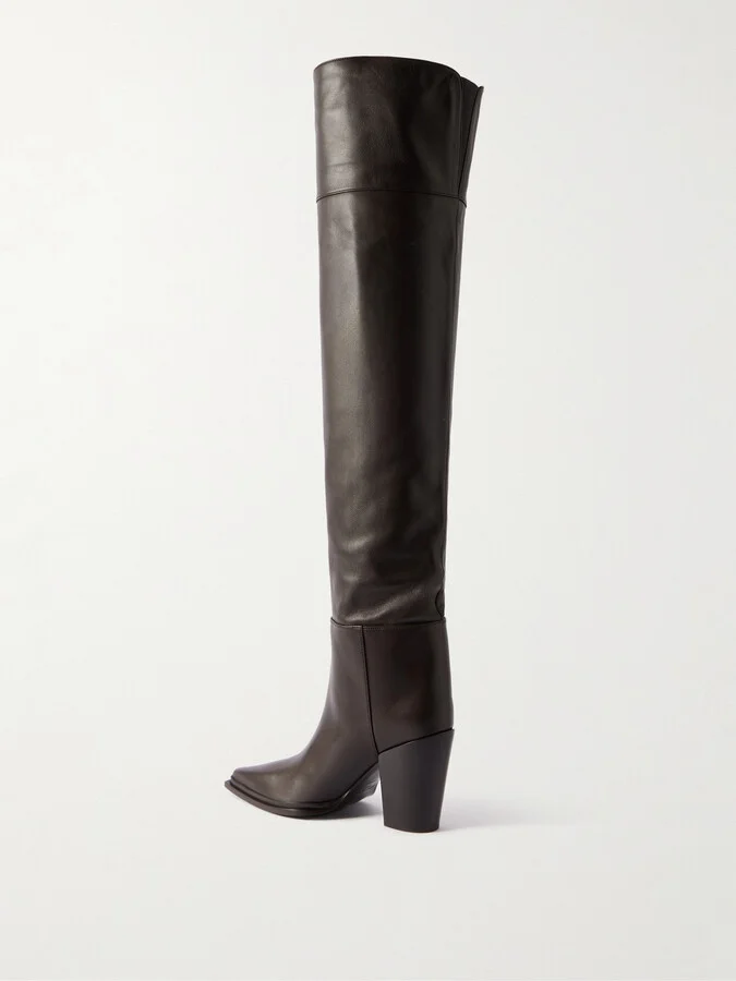 Jimmy Choo - Cece 80 Leather Point-toe Over-the-knee Boots - Brown - Image 3
