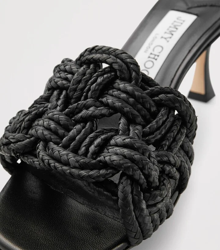 Jimmy Choo Chara 70 Raffia Heeled Mules - Image 3