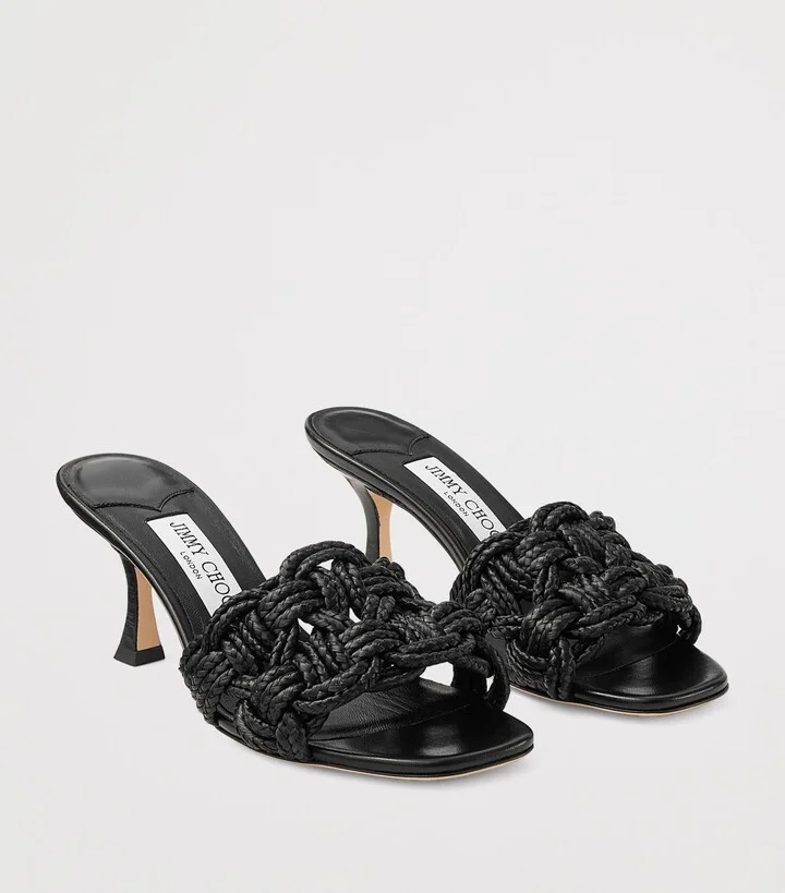Jimmy Choo Chara 70 Raffia Heeled Mules - Image 6