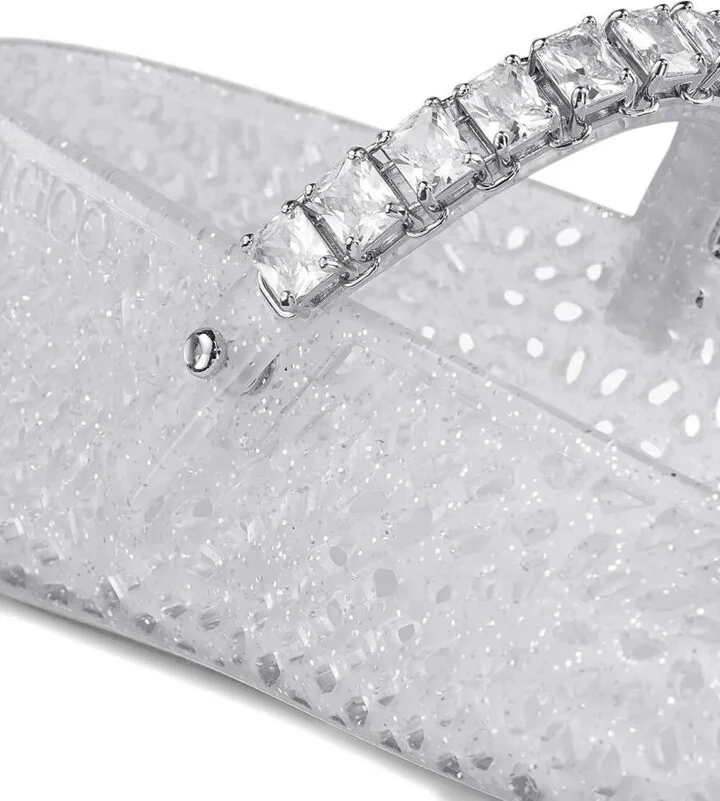 Jimmy Choo Clear Jelly Ballerina Flats With Crystal Embellishment Shoes - Image 5