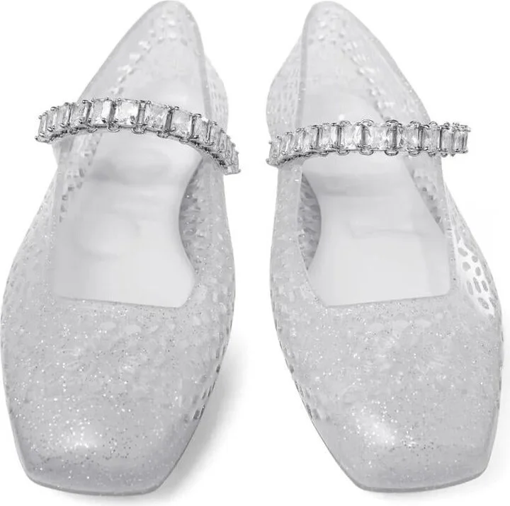 Jimmy Choo Clear Jelly Ballerina Flats With Crystal Embellishment Shoes - Image 6