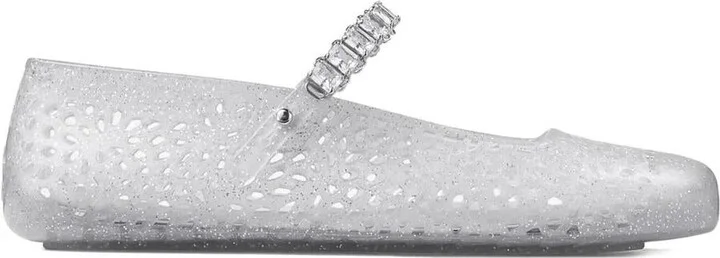 Jimmy Choo Clear Jelly Ballerina Flats With Crystal Embellishment Shoes