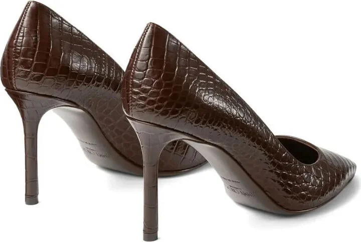 Jimmy Choo Croc Embossed Leather Romy 85 Pumps Shoes - Image 3