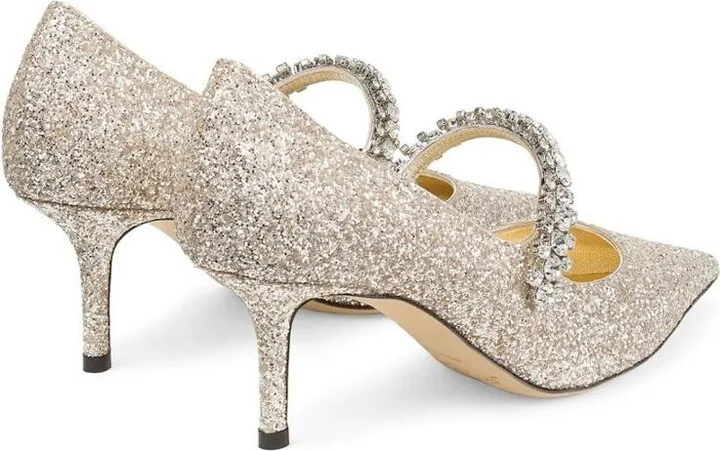 Jimmy Choo Crystal Embellished Bing 65 Pumps In Glitter Fabric Shoes - Image 3