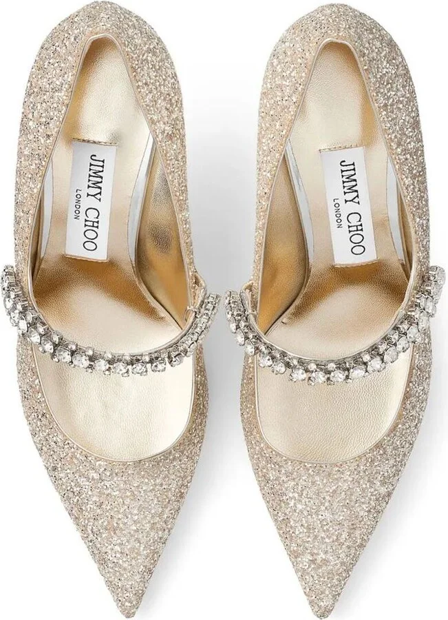 Jimmy Choo Crystal Embellished Bing 65 Pumps In Glitter Fabric Shoes - Image 4