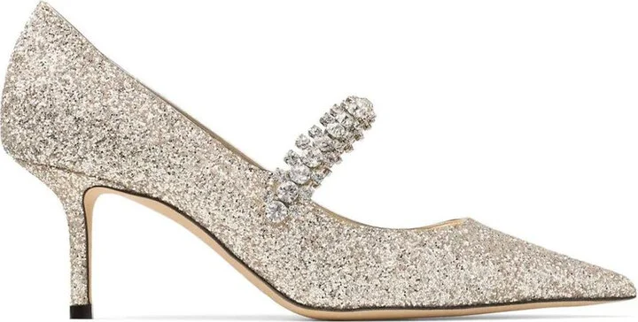 Jimmy Choo Crystal Embellished Bing 65 Pumps In Glitter Fabric Shoes